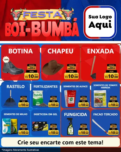 Modelo de Rede Social para Feed Instagram com o tema Festa Boi Bumbá para Agropecuária