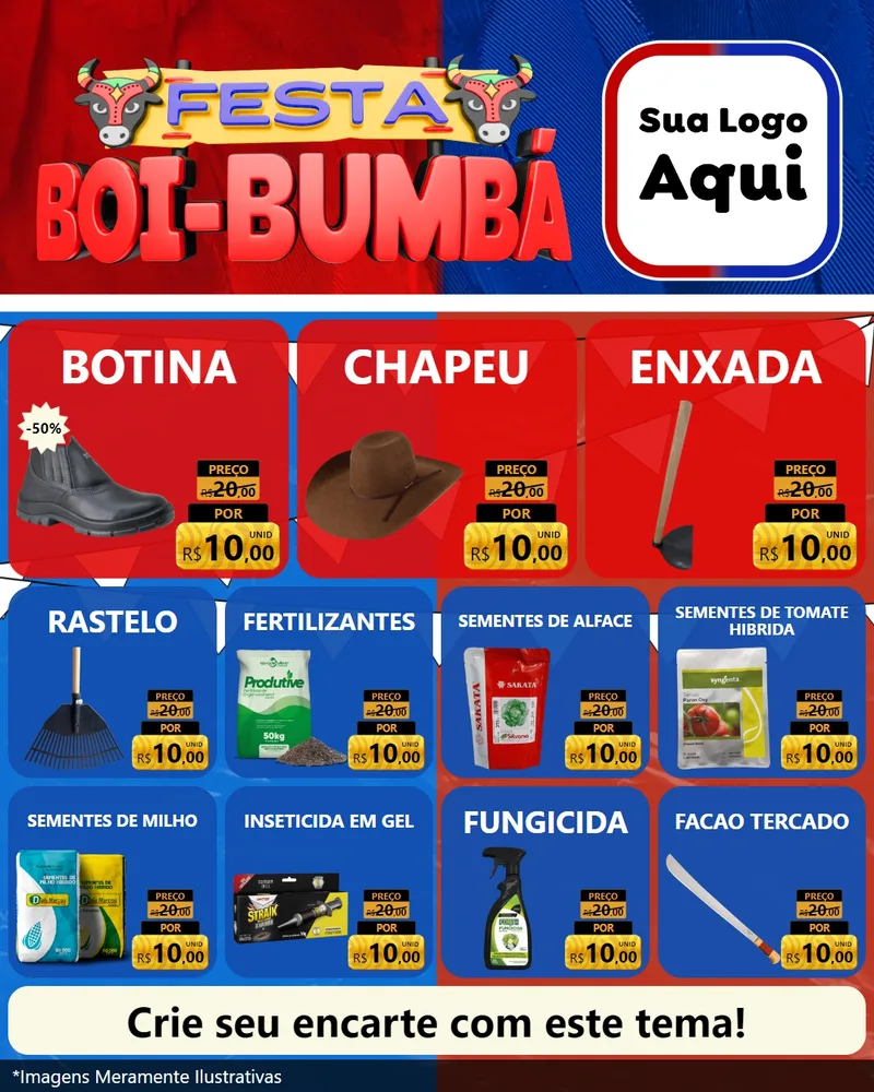 Modelo de Rede Social para Feed Instagram com o tema Festa Boi Bumbá para Agropecuária