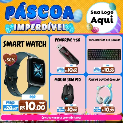 Modelo de Rede Social para Feed Facebook com o tema Páscoa Imperdível para Informática