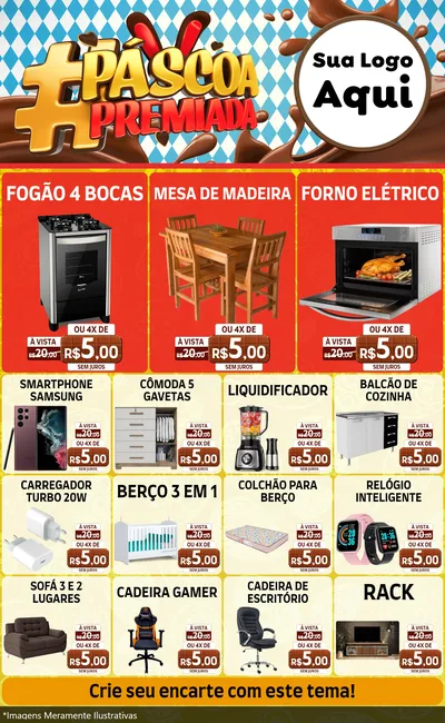 Modelo de Encarte para Encarte Grande com o tema Páscoa Premiada para Móveis e Eletro