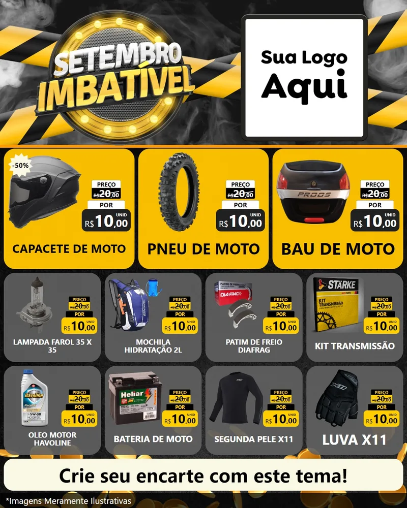Modelo de Rede Social para Feed Instagram com o tema Setembro Imbatível para Moto peças