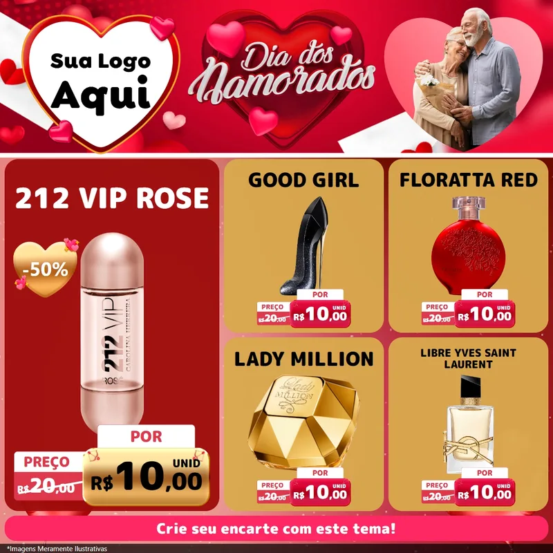 Modelo de Rede Social para Feed Facebook com o tema Dia Dos Namorados para Perfumes