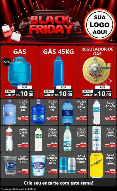 Modelo de Encarte para Encarte Grande com o tema Black Friday para Água e gás