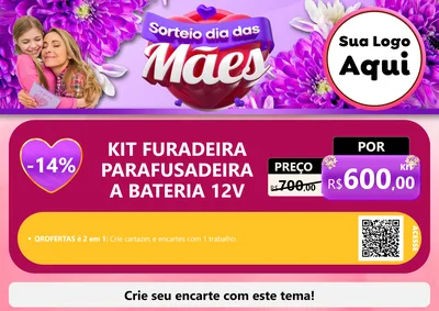 Modelo de Cartaz para Cartaz A4 Horizontal com o tema Sorteio Dia das Mães para Maquinas e Ferramentas