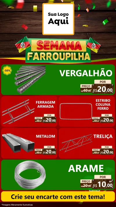 Modelo de TV para TV Vertical com o tema Semana Farroupilha para Ferragens