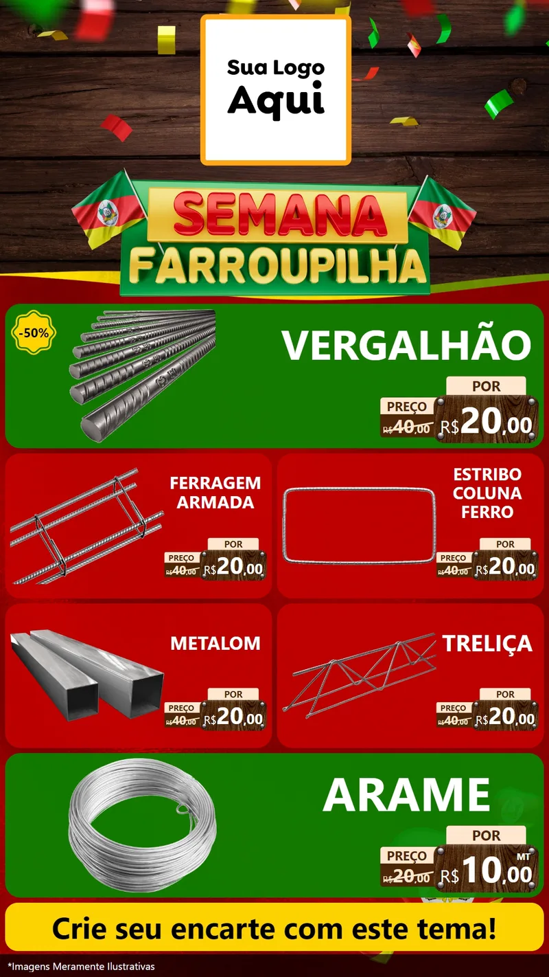 Modelo de TV para TV Vertical com o tema Semana Farroupilha para Ferragens