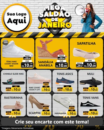 Modelo de Rede Social para Feed Instagram com o tema Mega Saldão de Janeiro para Calçados