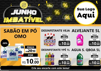 Modelo de Encarte para Encarte A4 Horizontal com o tema Junho Imbatível para Produtos de Limpeza