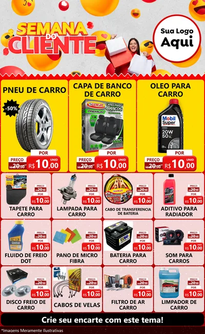 Modelo de Encarte para Encarte Grande com o tema Semana do Cliente para Auto peças