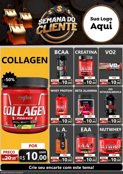Modelo de Encarte para Encarte A4 Vertical com o tema Semana do Cliente para Suplementos alimentares