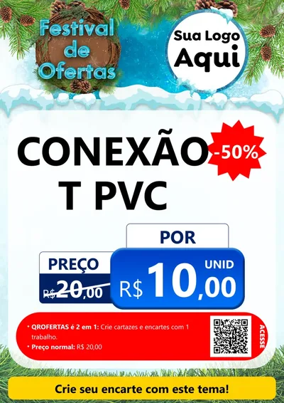Modelo de Cartaz para Cartaz A4 Vertical com o tema Festival de Ofertas - Inverno para Tubos e conexões