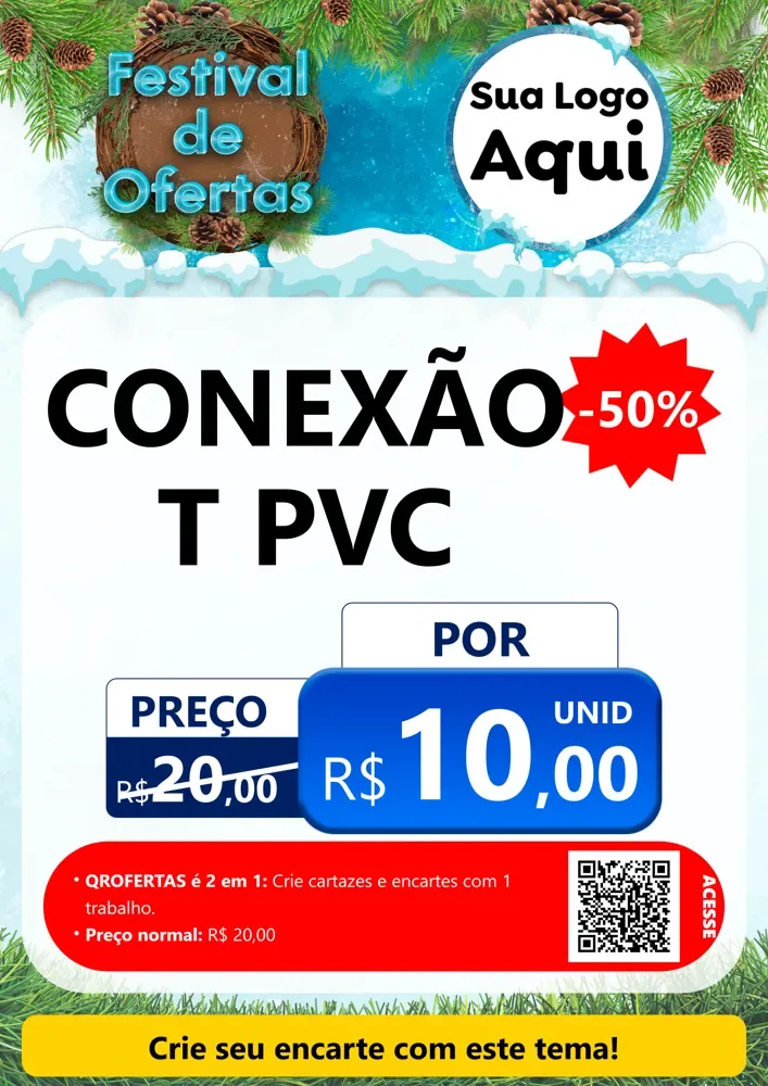 Modelo de Cartaz para Cartaz A4 Vertical com o tema Festival de Ofertas - Inverno para Tubos e conexões