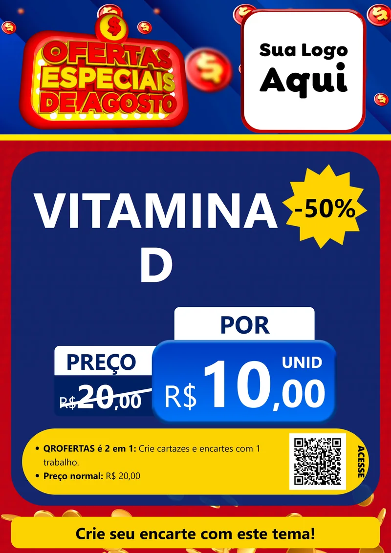 Modelo de Cartaz para Cartaz A4 Vertical com o tema Ofertas Especiais de Agosto para Farmácia