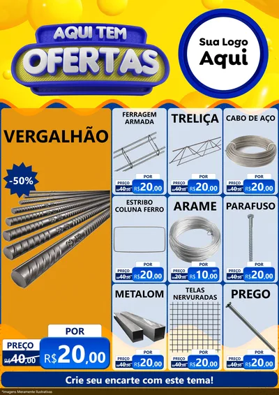 Modelo de Encarte para Encarte A4 Vertical com o tema Aqui Tem Ofertas para Ferragens