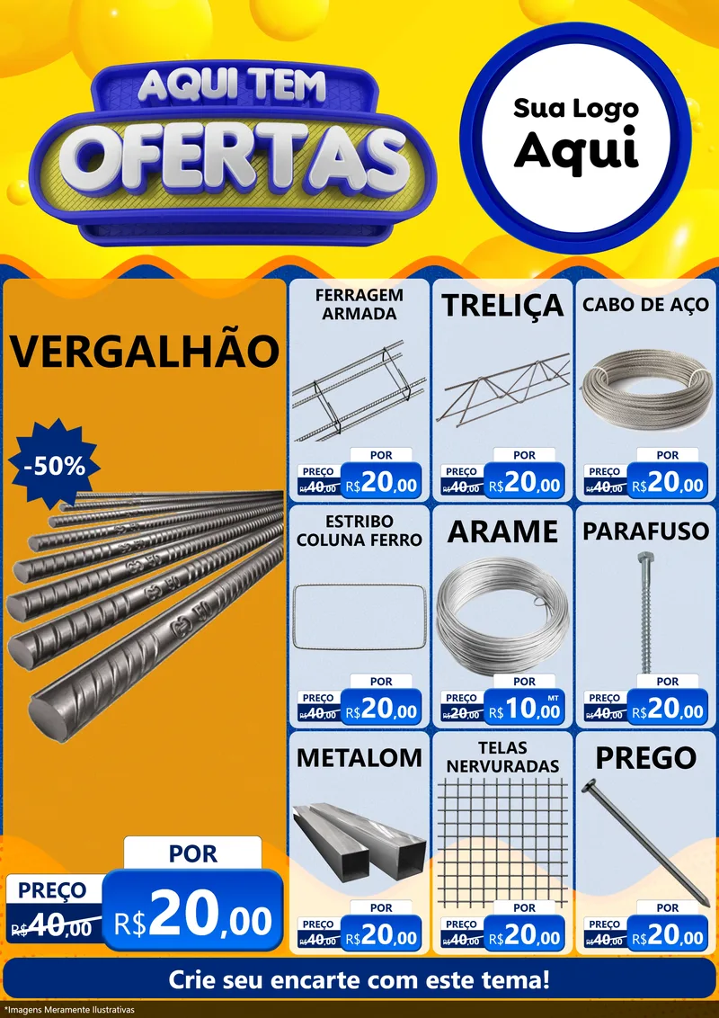 Modelo de Encarte para Encarte A4 Vertical com o tema Aqui Tem Ofertas para Ferragens