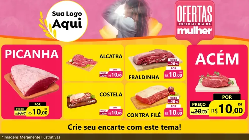 Modelo de TV para TV Horizontal com o tema Ofertas - Especial Dia Das Mulheres para Açougue