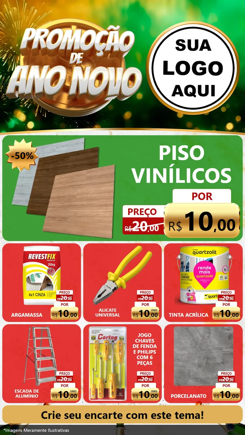 Modelo de Rede Social para Stories com o tema Promoção de Ano Novo para Material para Construção