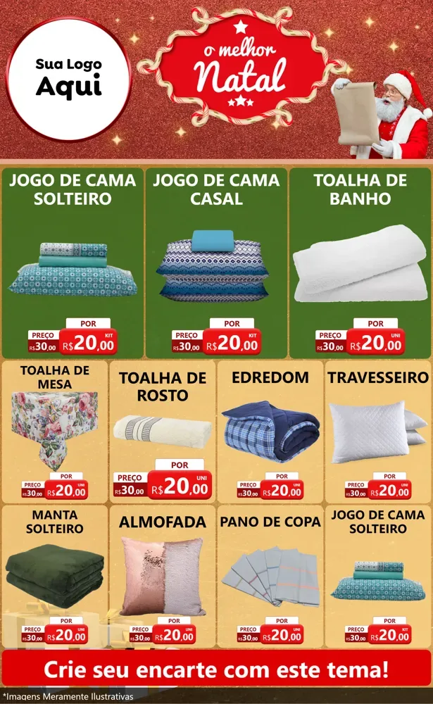Modelo de Encarte para Encarte Grande com o tema O Melhor Natal para Cama, Mesa e Banho