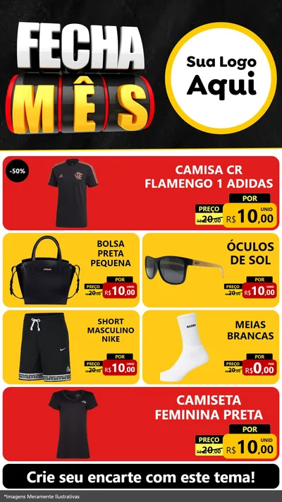 Modelo de TV para TV Vertical com o tema Fecha Mês para Roupas e acessórios