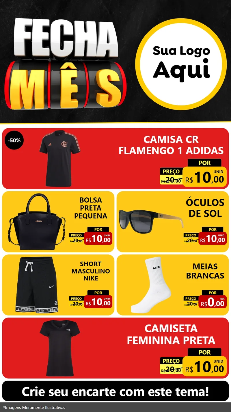 Modelo de TV para TV Vertical com o tema Fecha Mês para Roupas e acessórios
