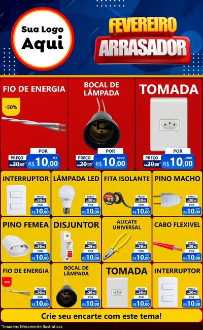 Modelo de Encarte para Encarte Grande com o tema Fevereiro Arrasador para Materiais Elétricos