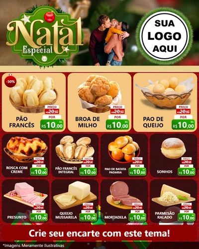 Modelo de Rede Social para Feed Instagram com o tema Natal Especial para Padaria