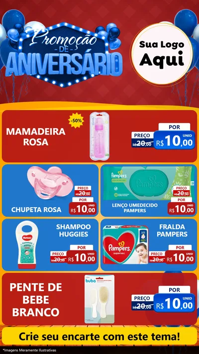 Modelo de TV para TV Vertical com o tema Promoção de Aniversário para Bebês