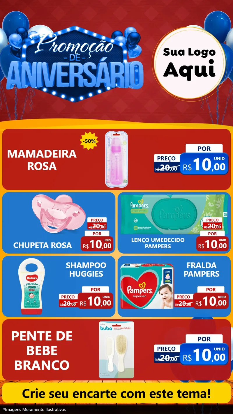 Modelo de TV para TV Vertical com o tema Promoção de Aniversário para Bebês