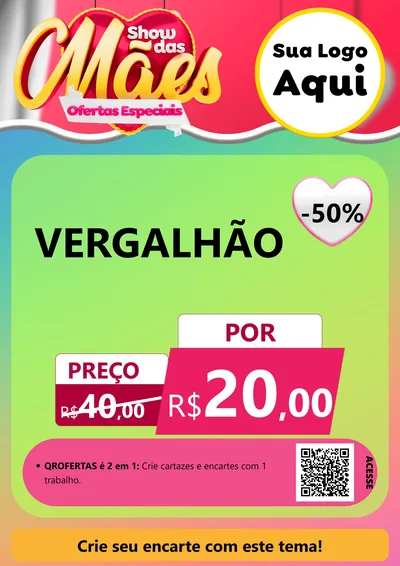 Modelo de Cartaz para Cartaz A4 Vertical com o tema Show das Mães - Ofertas Especiais para Ferragens