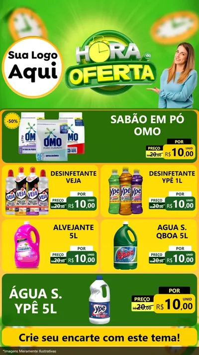 Modelo de TV para TV Vertical com o tema Hora da Oferta para Produtos de Limpeza