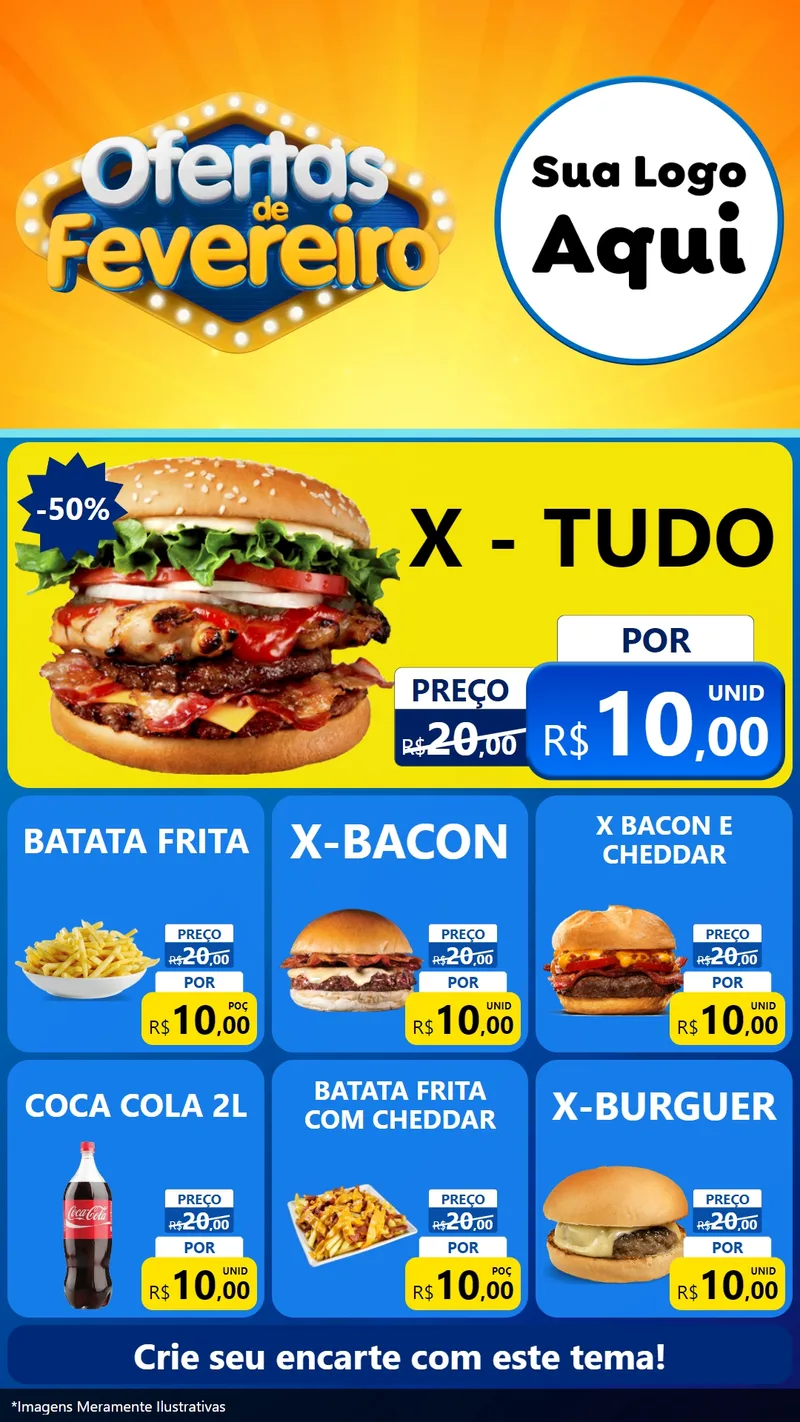 Modelo de Rede Social para Stories com o tema Ofertas de Fevereiro para Hamburgueria