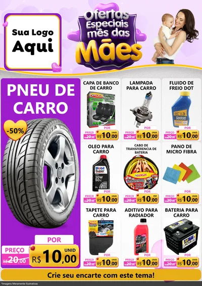Modelo de Encarte para Encarte A4 Vertical com o tema Ofertas Especiais - Mês das Mães para Auto peças