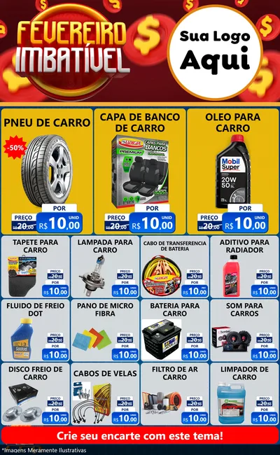 Modelo de Encarte para Encarte Grande com o tema Fevereiro Imbatível para Auto peças