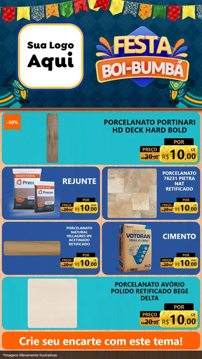 Modelo de TV para TV Vertical com o tema Festa Boi Bumbá para Pisos e revestimentos