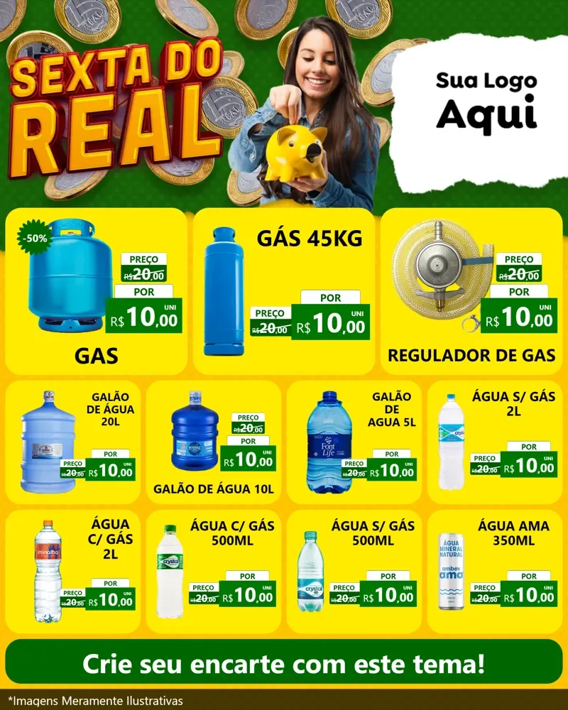 Modelo de Rede Social para Feed Instagram com o tema Sexta do Real para Água e gás
