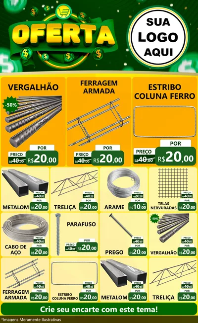 Modelo de Encarte para Encarte Grande com o tema Oferta para Ferragens