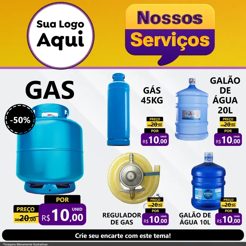Modelo de Rede Social para Feed Facebook com o tema Nossos Serviços para Água e gás