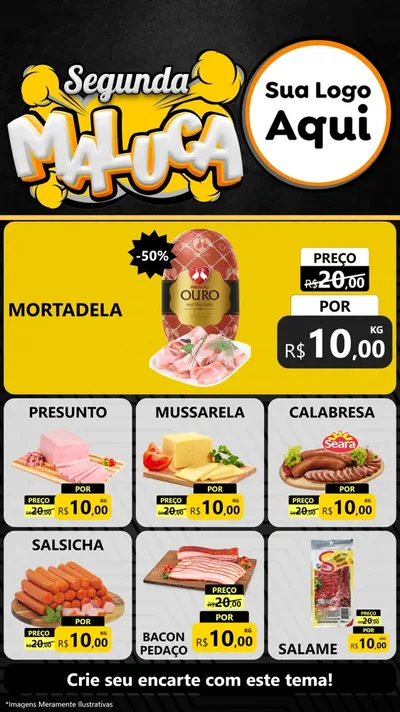 Modelo de Rede Social para Stories com o tema Segunda Maluca para Frios e Laticínios