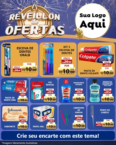 Modelo de Rede Social para Feed Instagram com o tema Réveillon de Ofertas para Higiene Pessoal