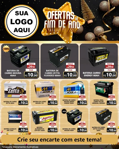 Modelo de Rede Social para Feed Instagram com o tema Ofertas de Fim de Ano para Baterias Elétricas