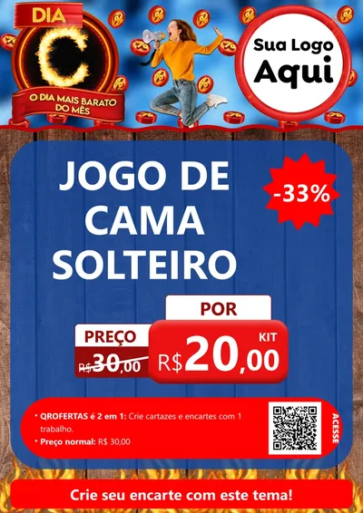 Modelo de Cartaz para Cartaz A4 Vertical com o tema Dia C - O Dia Mais Barato Do Mês para Cama, Mesa e Banho