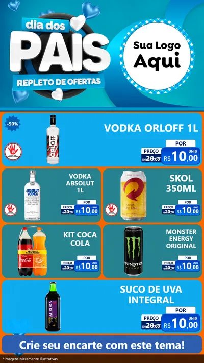 Modelo de TV para TV Vertical com o tema Dia Dos Pais Repleto de Ofertas para Distribuidora de bebidas