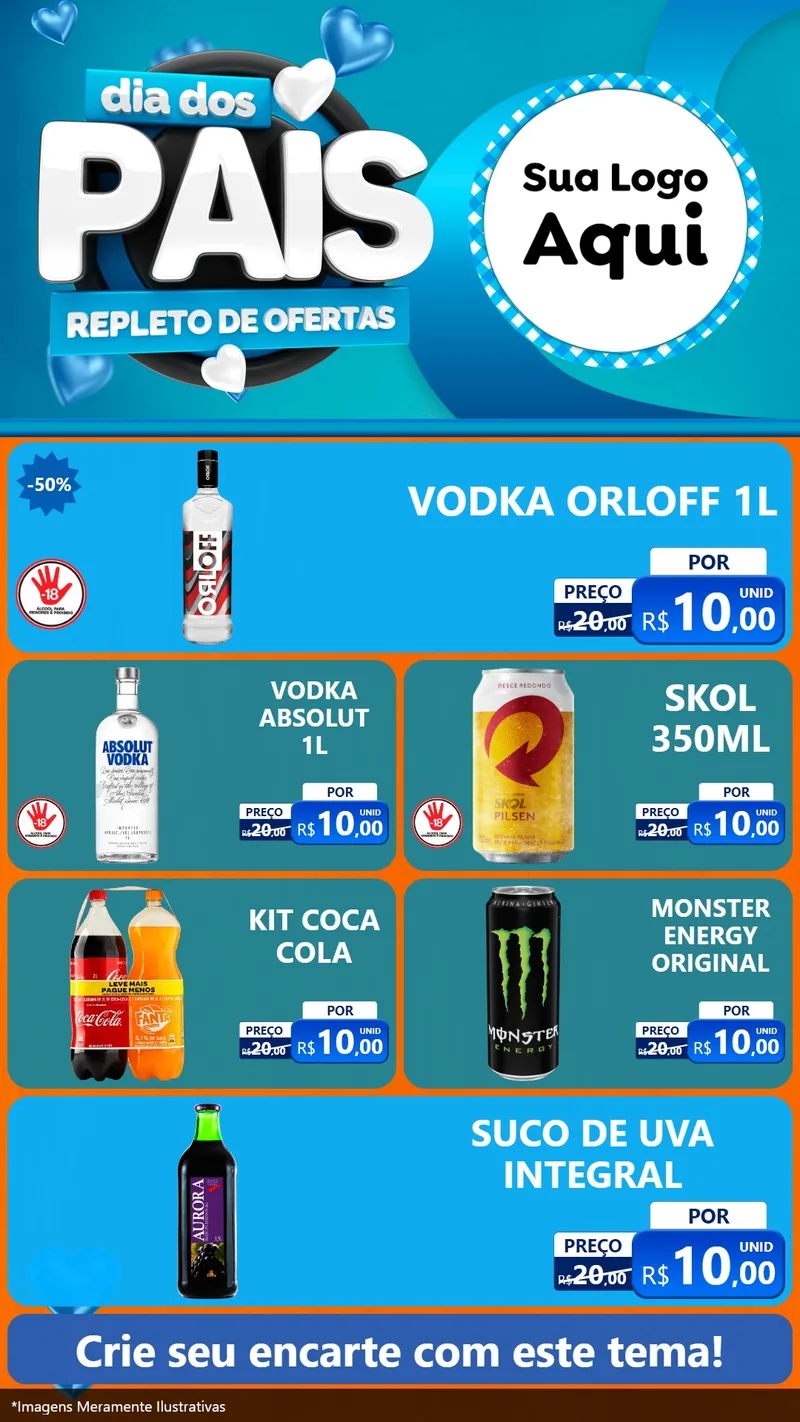 Modelo de TV para TV Vertical com o tema Dia Dos Pais Repleto de Ofertas para Distribuidora de bebidas