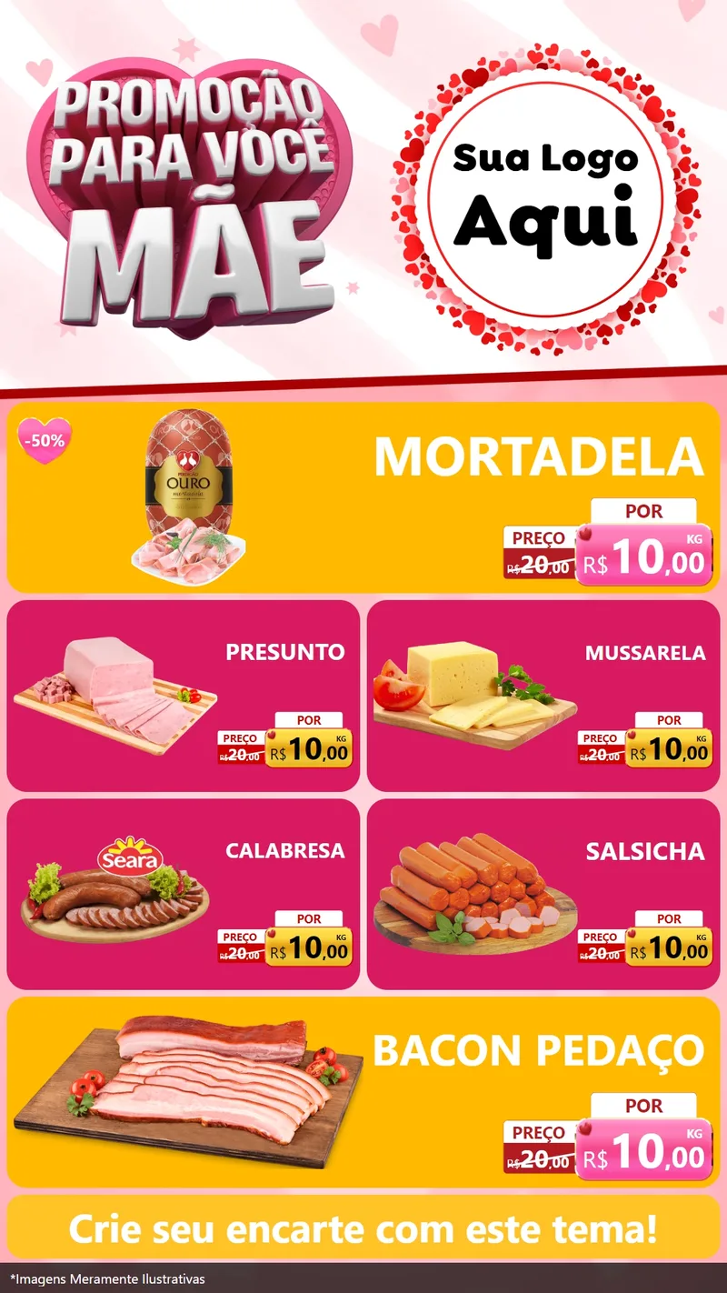 Modelo de TV para TV Vertical com o tema Promoção Para Você Mãe para Frios e Laticínios