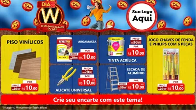 Modelo de TV para TV Horizontal com o tema Dia W - O Dia Mais Barato Do Mês para Material para Construção