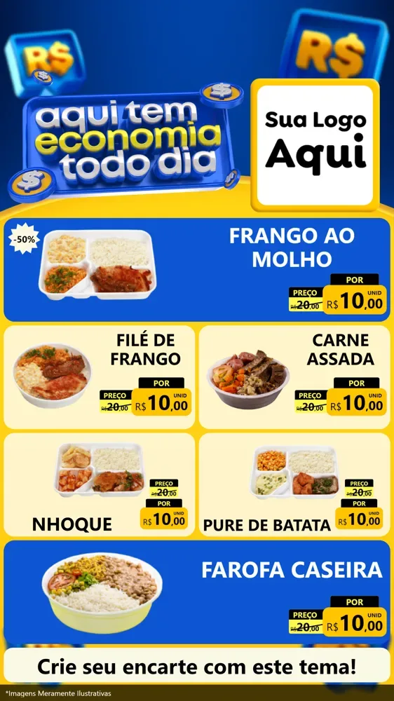 Modelo de TV para TV Vertical com o tema Aqui Tem Economia Todo Dia para Restaurante