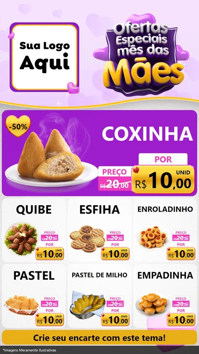 Modelo de Rede Social para Stories com o tema Ofertas Especiais - Mês das Mães para Salgadaria