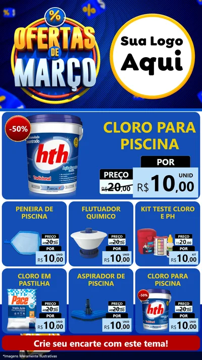 Modelo de Rede Social para Stories com o tema Ofertas de Março para Produtos para Piscina