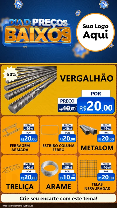 Modelo de Rede Social para Stories com o tema Dia D Preço Baixo para Ferragens