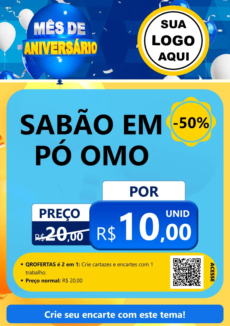 Modelo de Cartaz para Cartaz A4 Vertical com o tema Mês de Aniversário para Produtos de Limpeza
